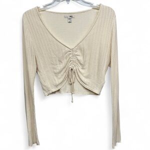 Amuse Society Cream Ruched Crop Top